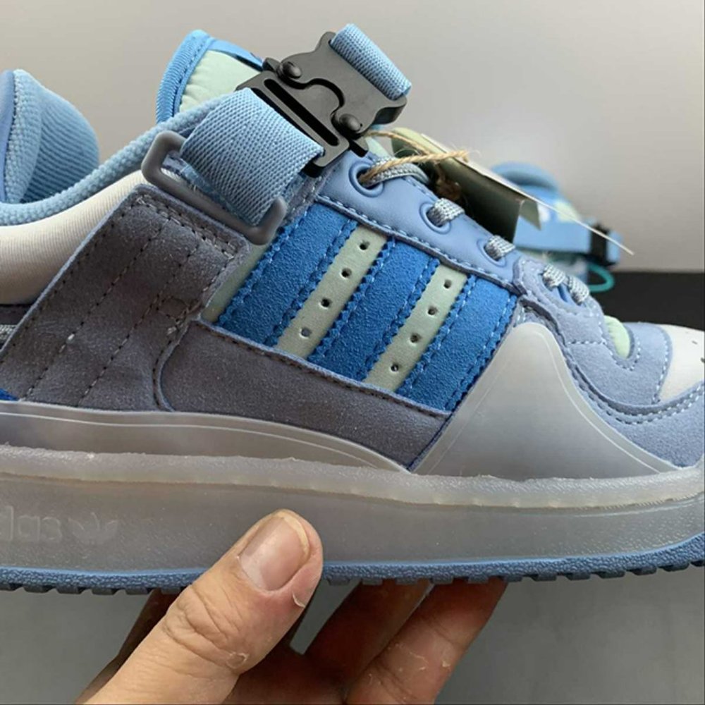 adidas Forum Buckle Low Bad Bunny Blue Tint Mens Sneakers - Picture 12 of 15